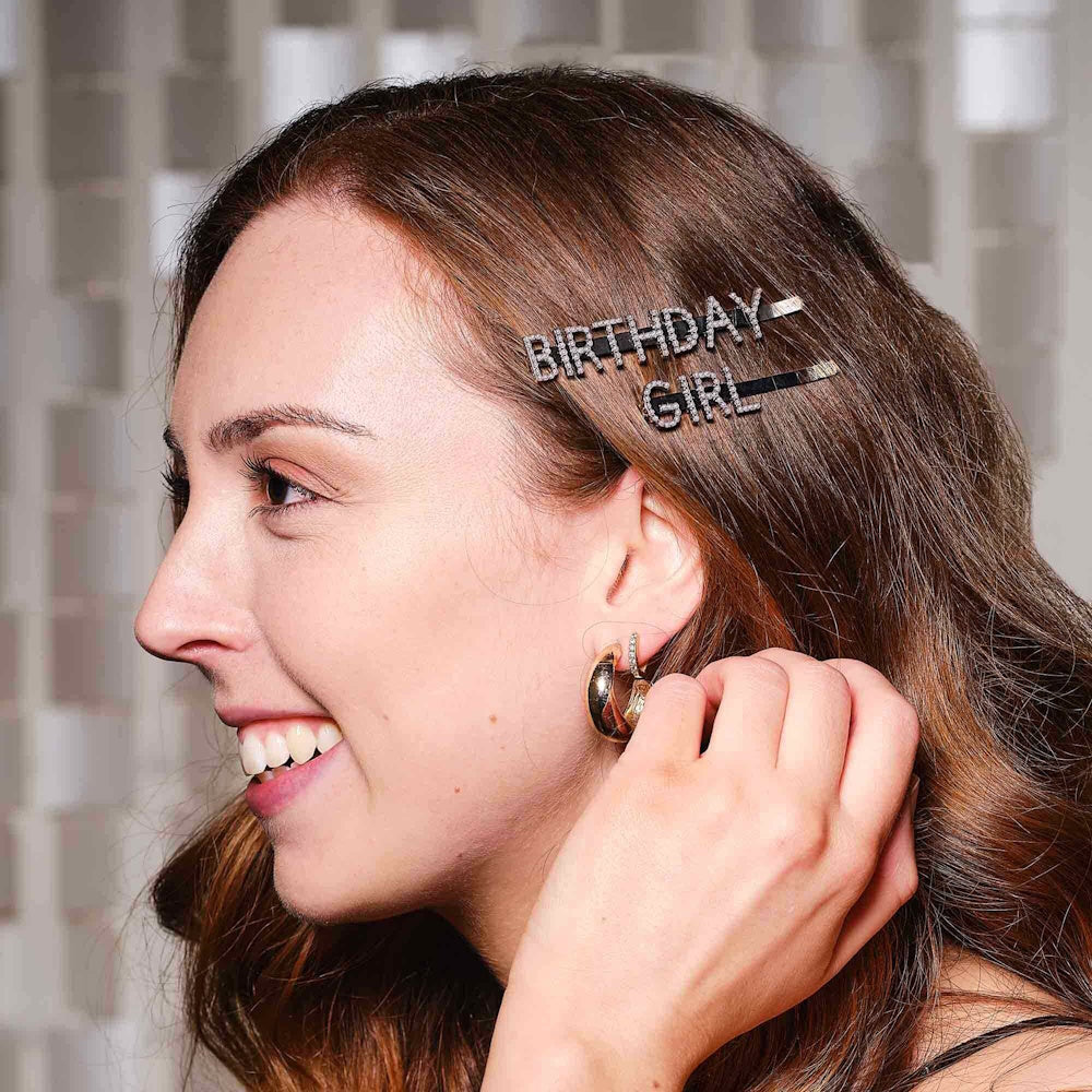 Happy Bowday Birthday Girl Embellished Hair Slides
