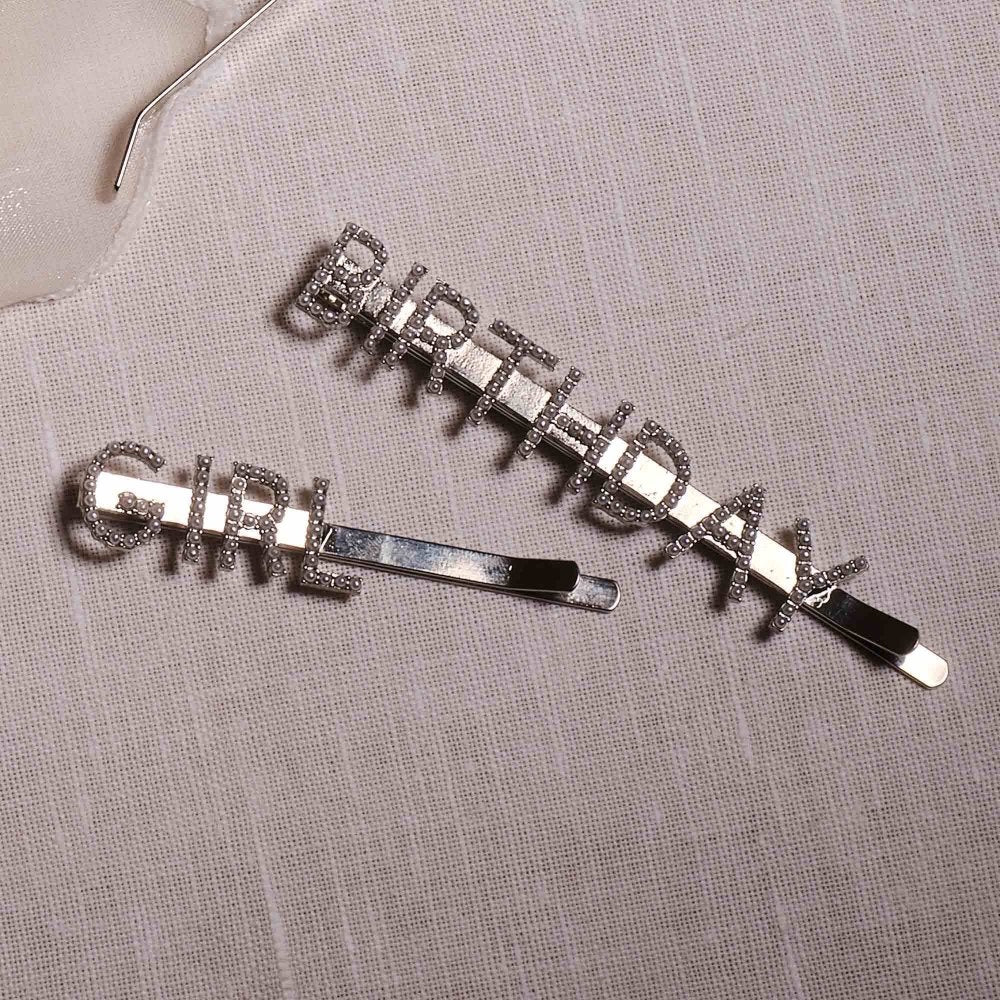 Happy Bowday Birthday Girl Embellished Hair Slides