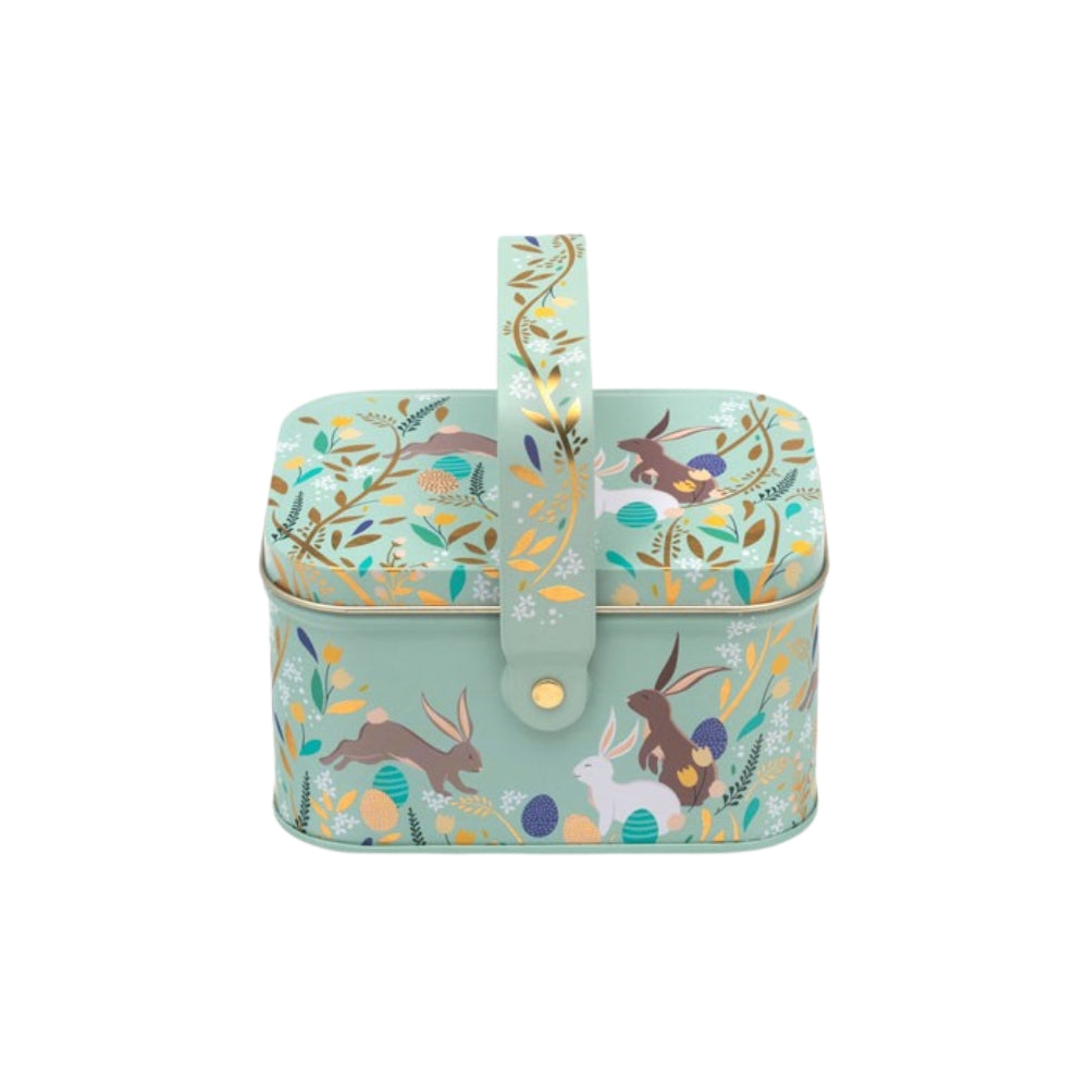 Happy Bunnies Easter Handle Basket Tin