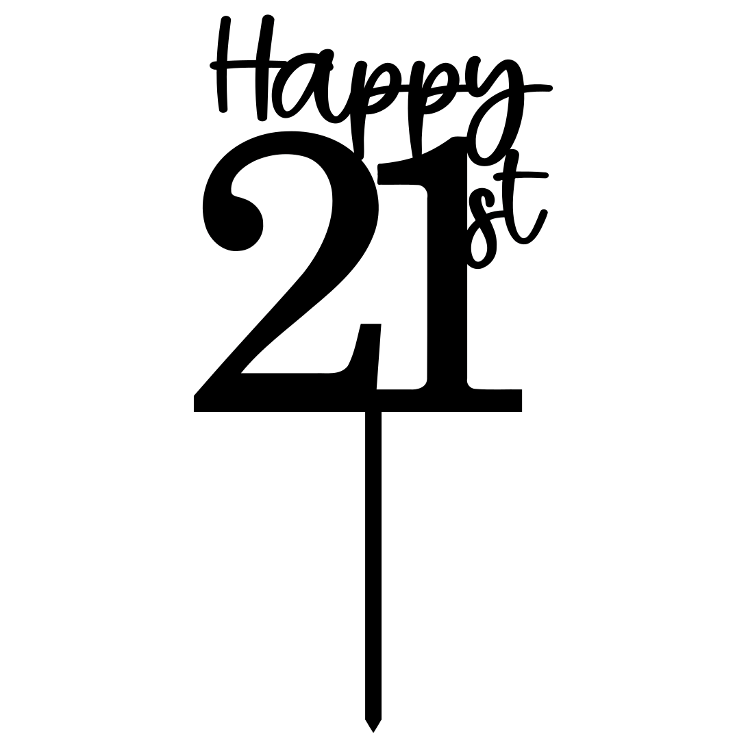 Happy 21st Cake Topper - Black