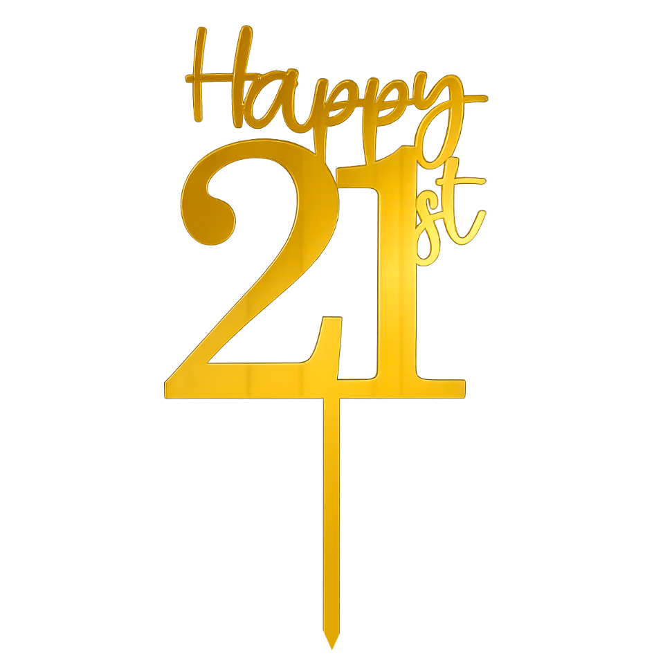 Happy 21st Cake Topper - Gold