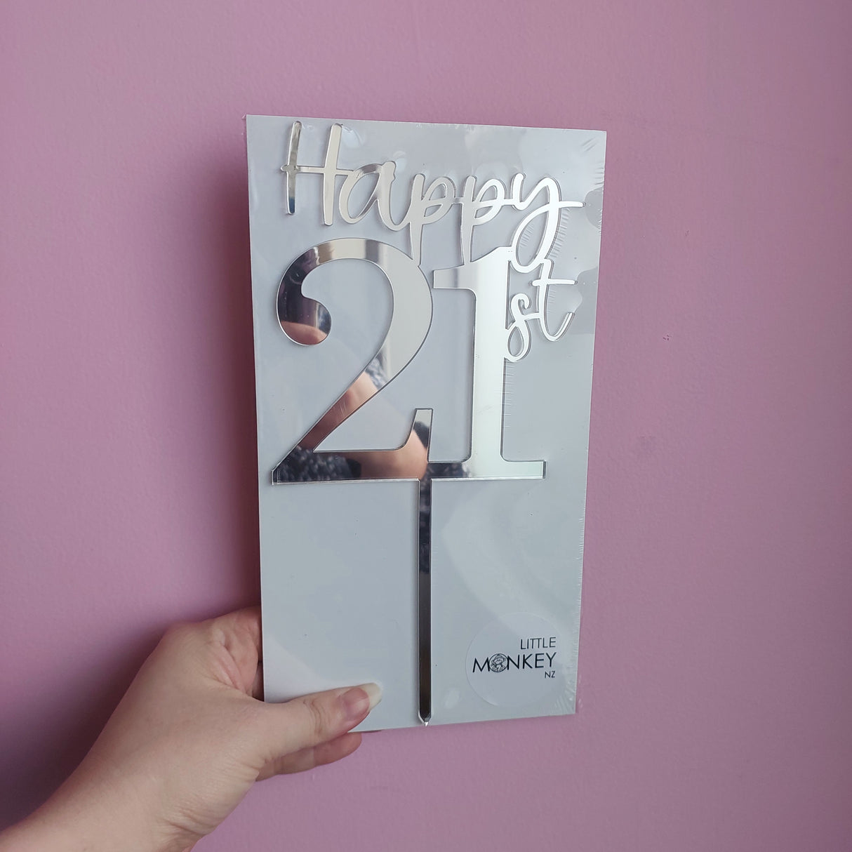 Happy 21st Cake Topper - Silver