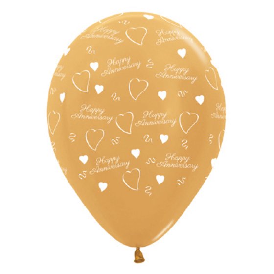Happy Anniversary Gold Balloons 6pk