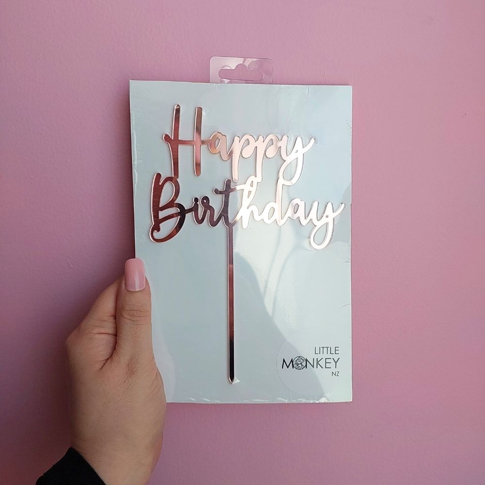 Happy Birthday Cake Topper - Rose Gold