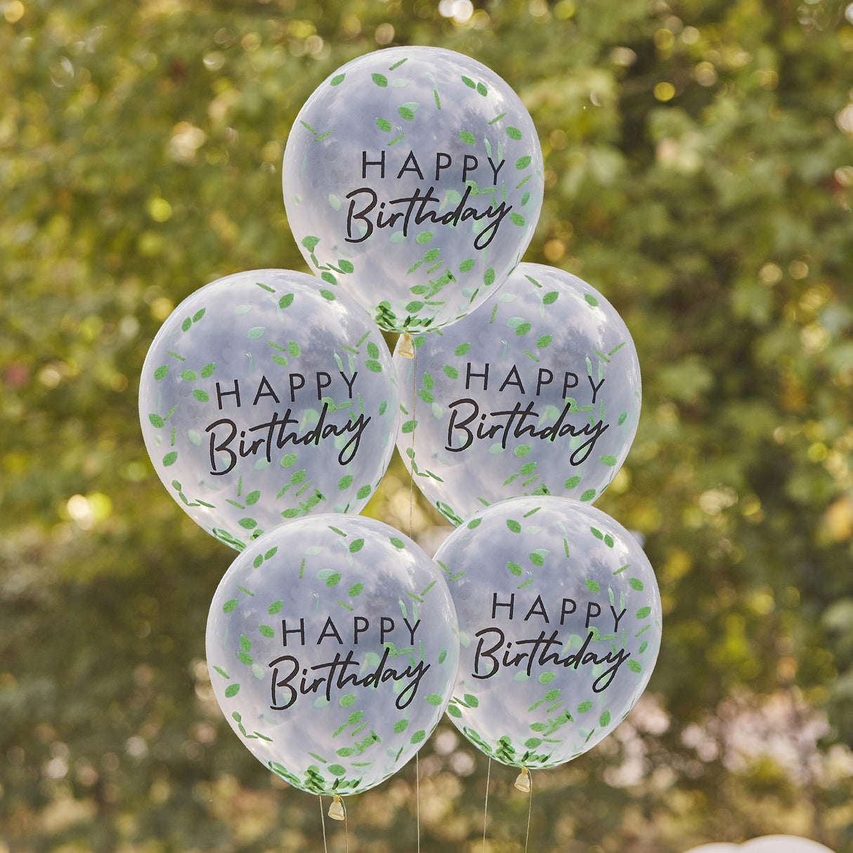 Happy Birthday Leaf Confetti Balloons 5pk