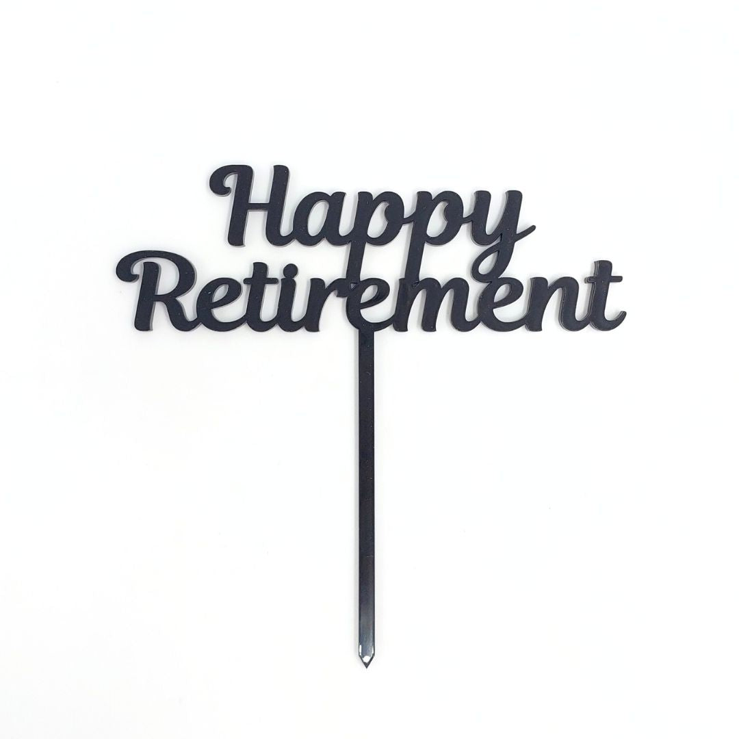 Happy Retirement Cake Topper - Black