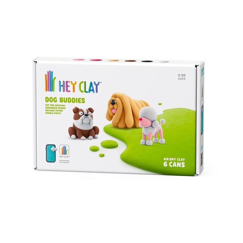 Hey Clay Dog Buddies - Poodle Poppy, Bulldog Hypno, Komondor Moody (6 Cans)
