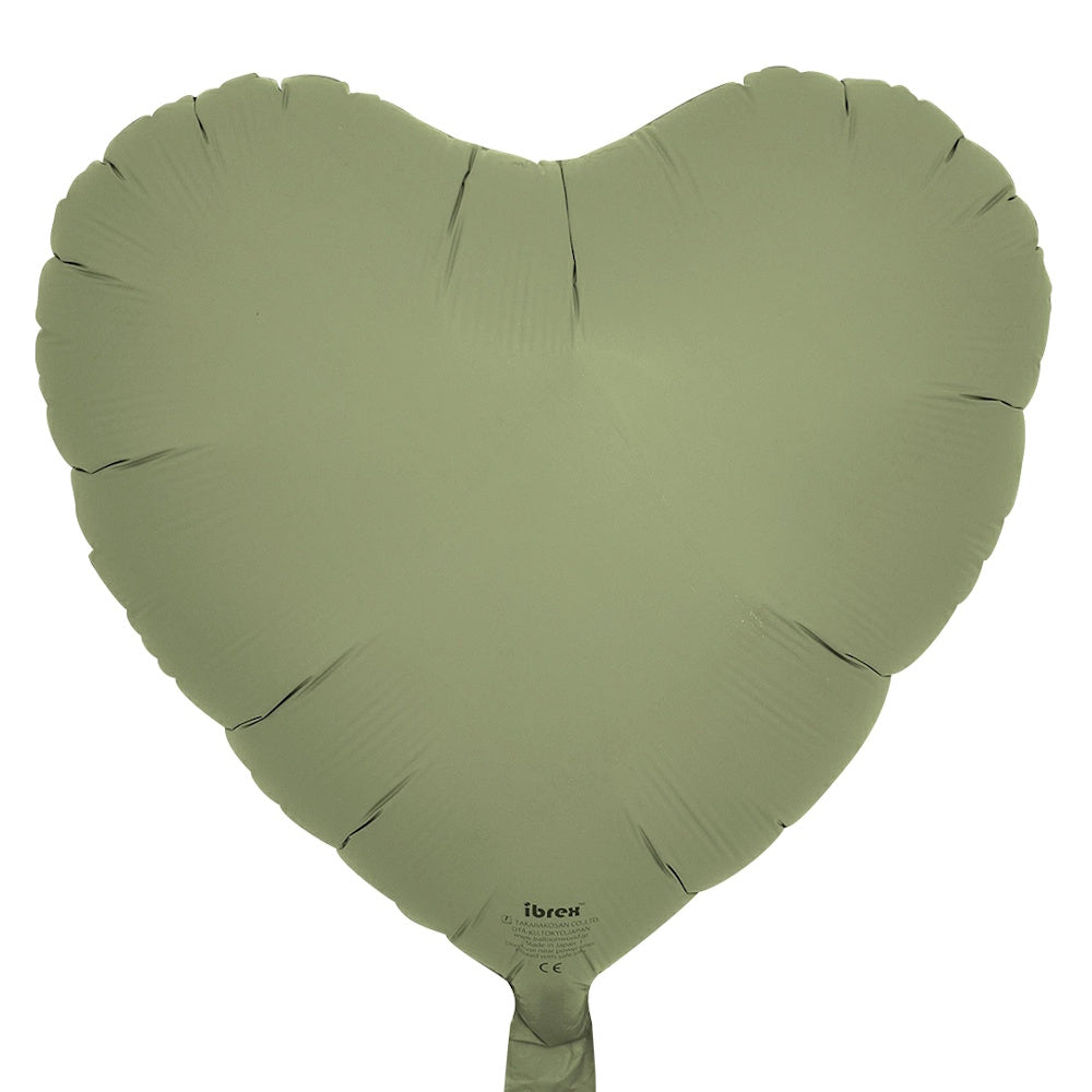 Heart-Shaped Foil Balloon - Sage Green (Unpackaged)