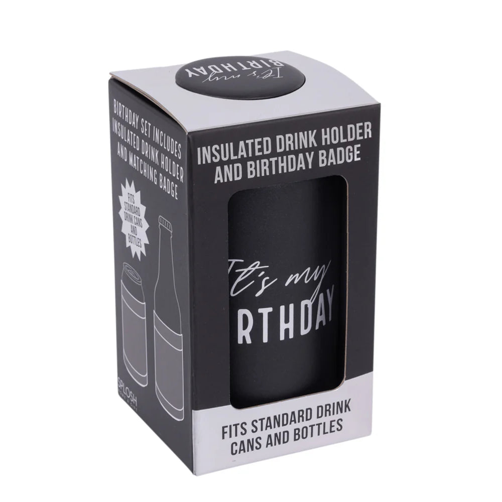 It's My Birthday Insulated Drink Cooler & Badge Set