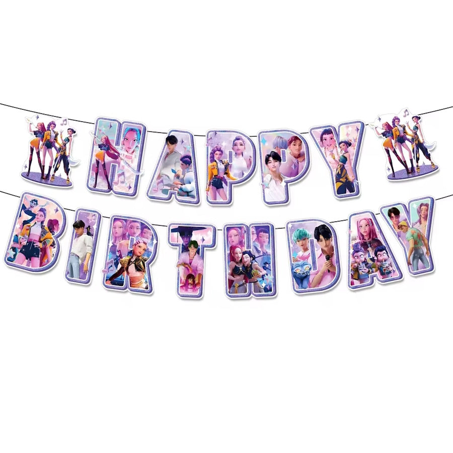 KPop Demon Hunters Happy Birthday Banner