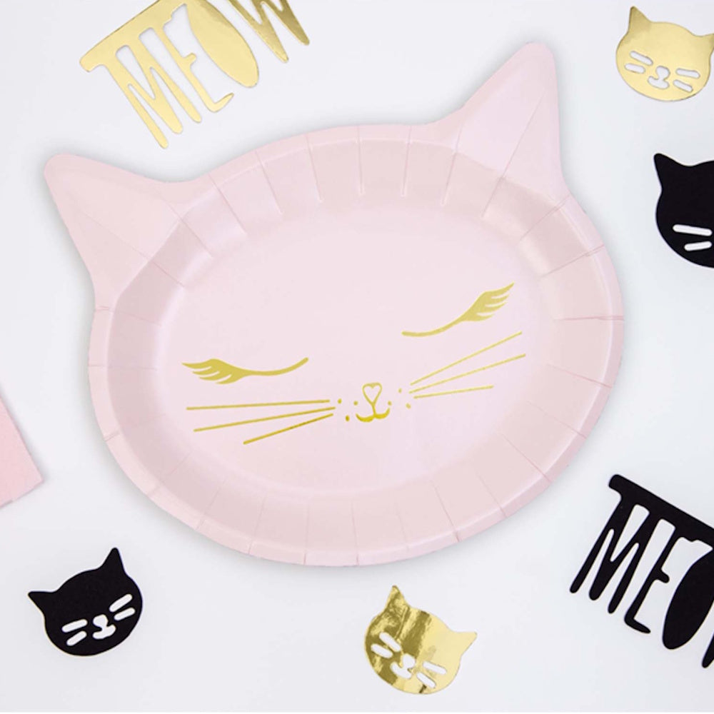 Pink Kitty Shaped Plates 6pk