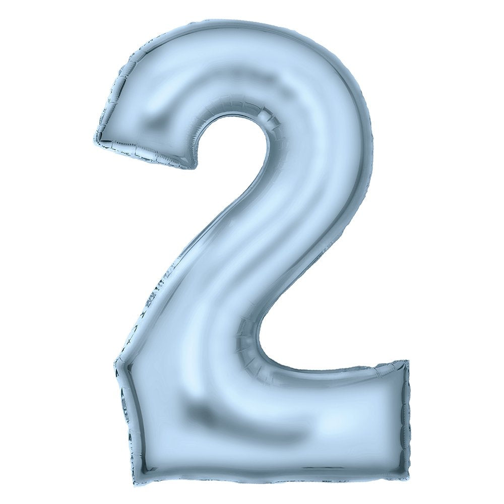 86cm Silk Lustre Blue Number Foil Balloon - 2