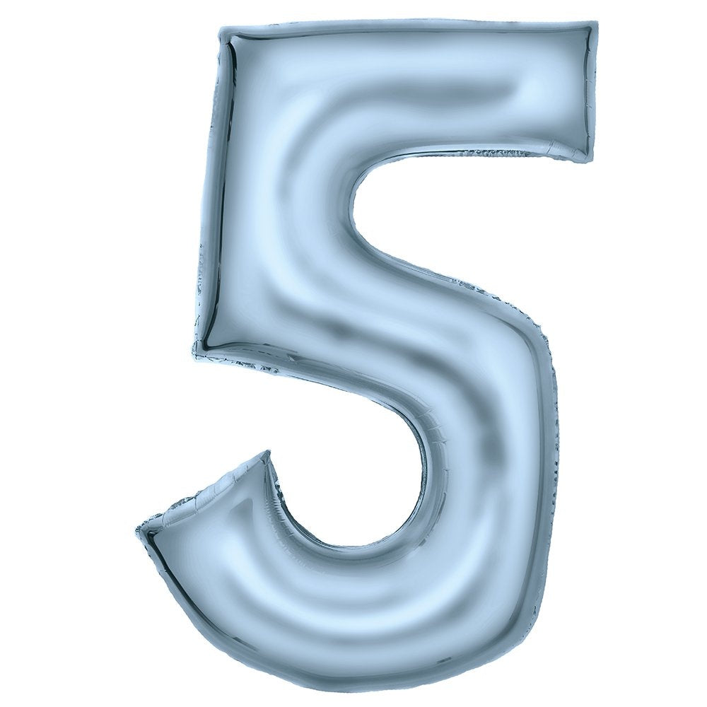 86cm Silk Lustre Blue Number Foil Balloon - 5