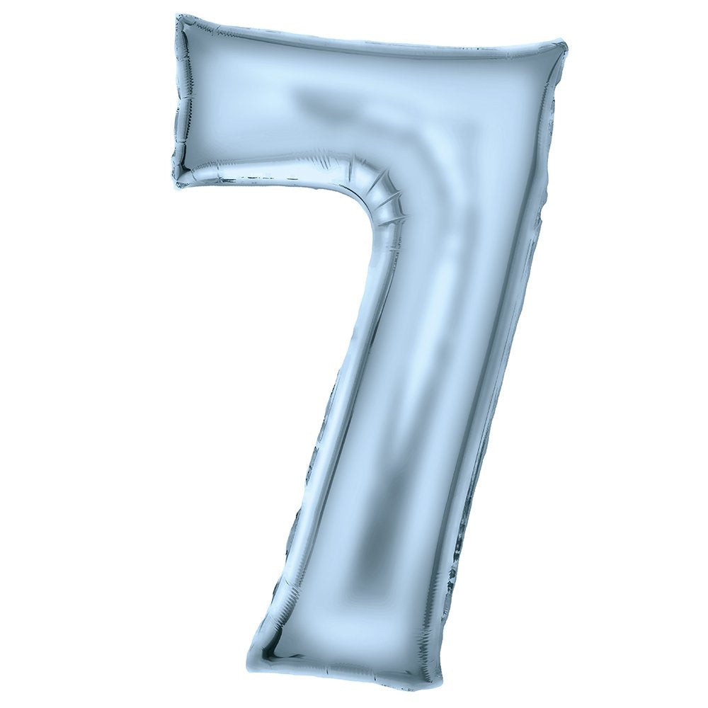 86cm Silk Lustre Blue Number Foil Balloon - 7