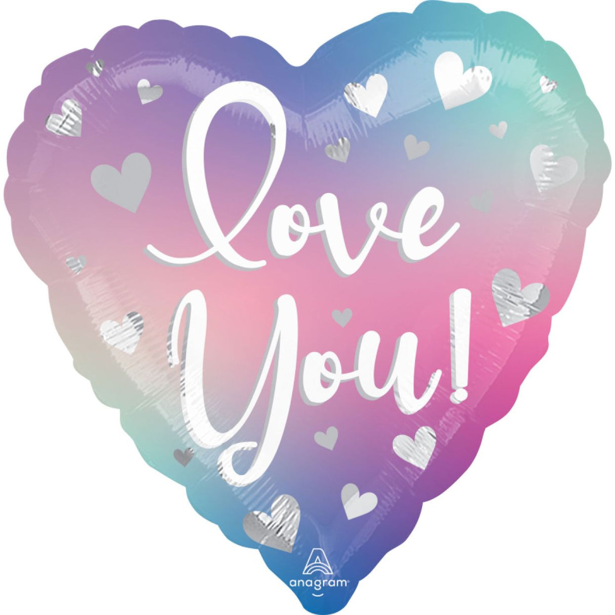 Love You Filtered Ombre Heart Foil Balloon
