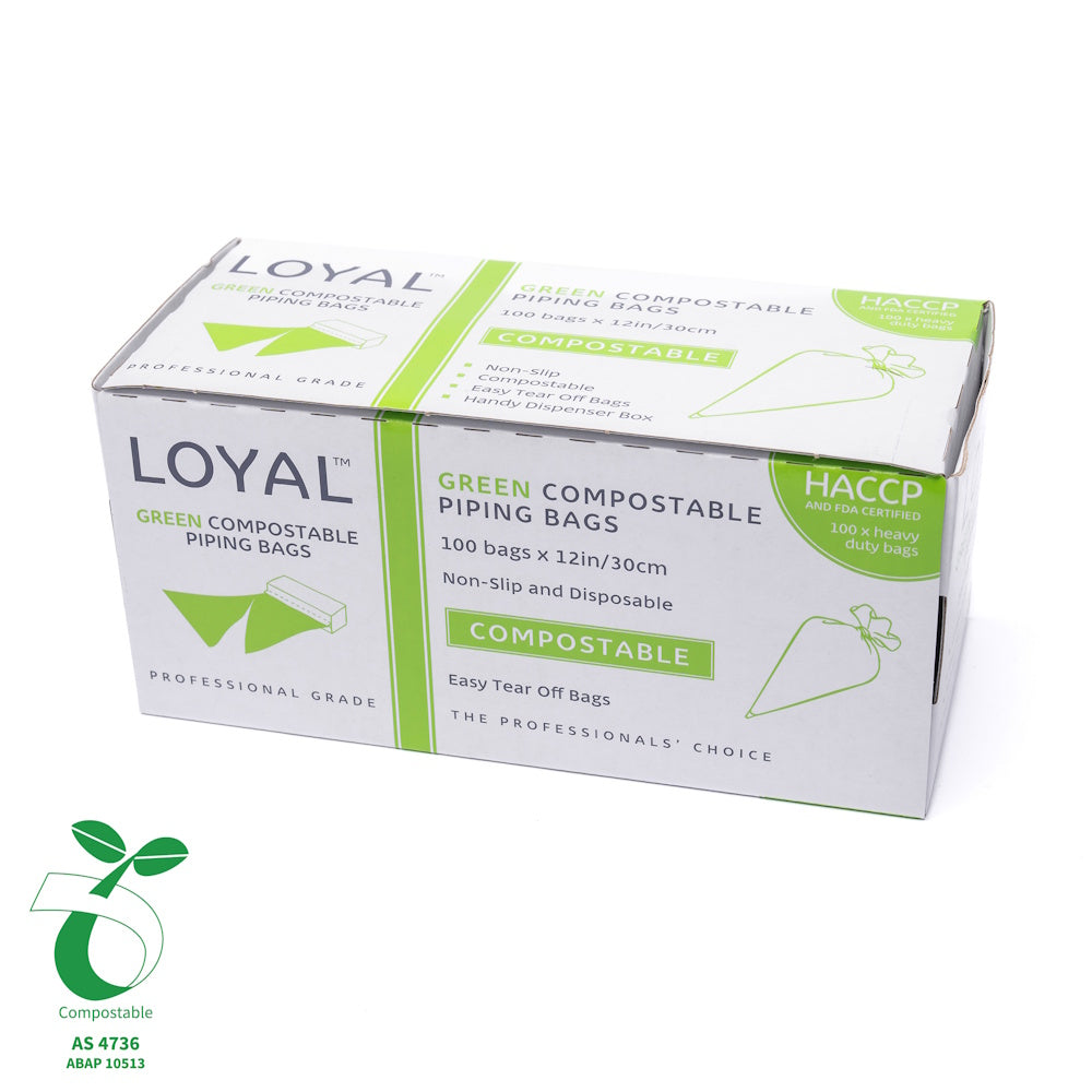 LOYAL Compostable Piping Bags Green 100pk - 12in
