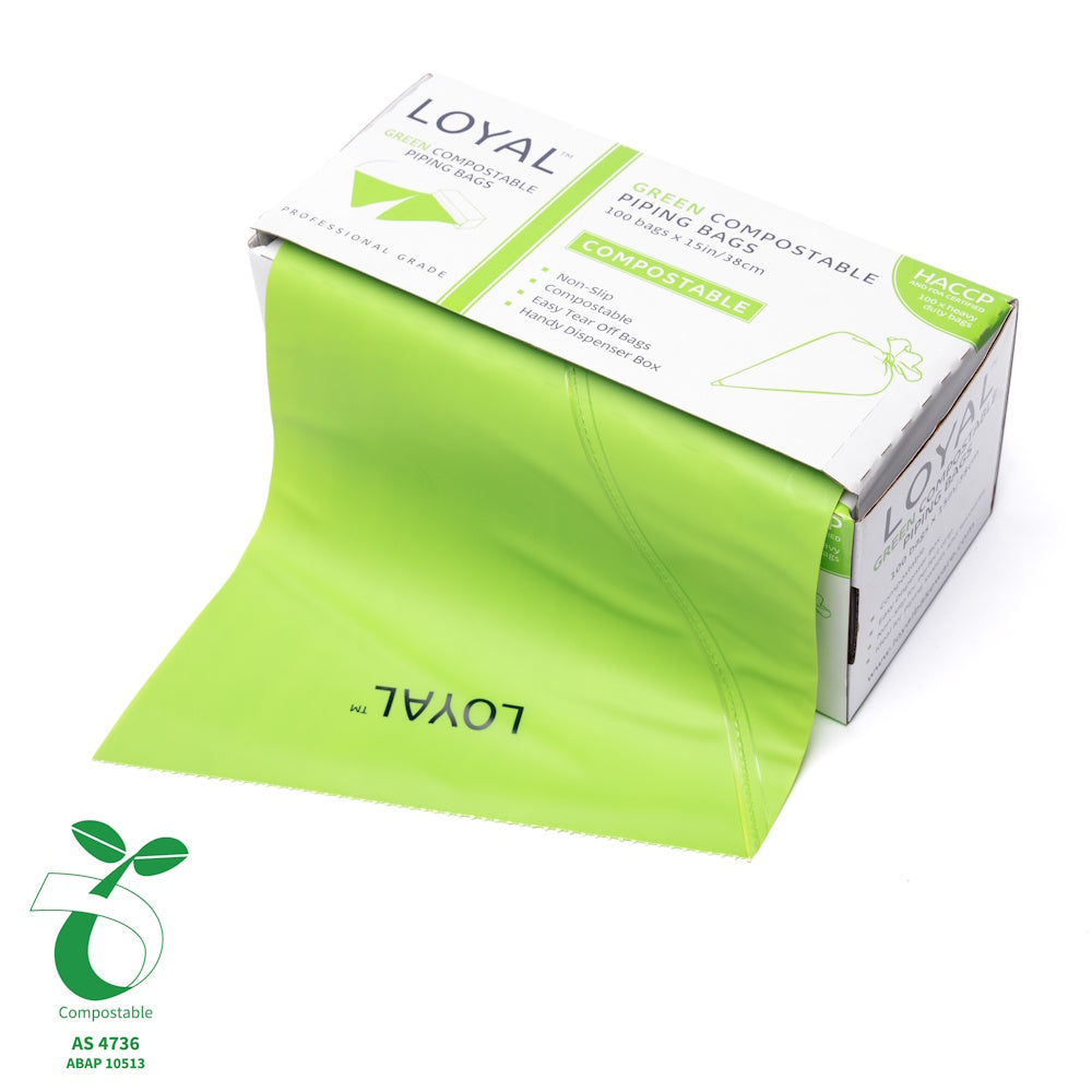 LOYAL Compostable Piping Bags Green 100pk - 15in