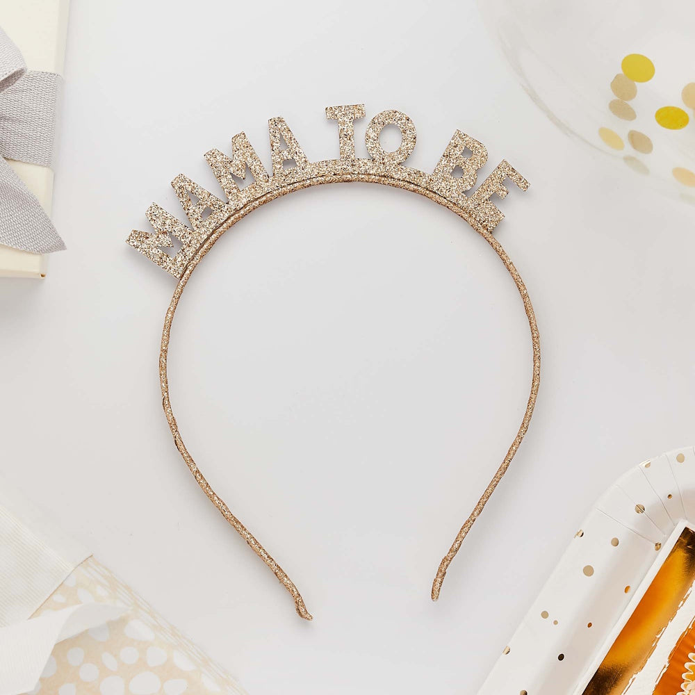 Mama to Be Gold Glitter Headband
