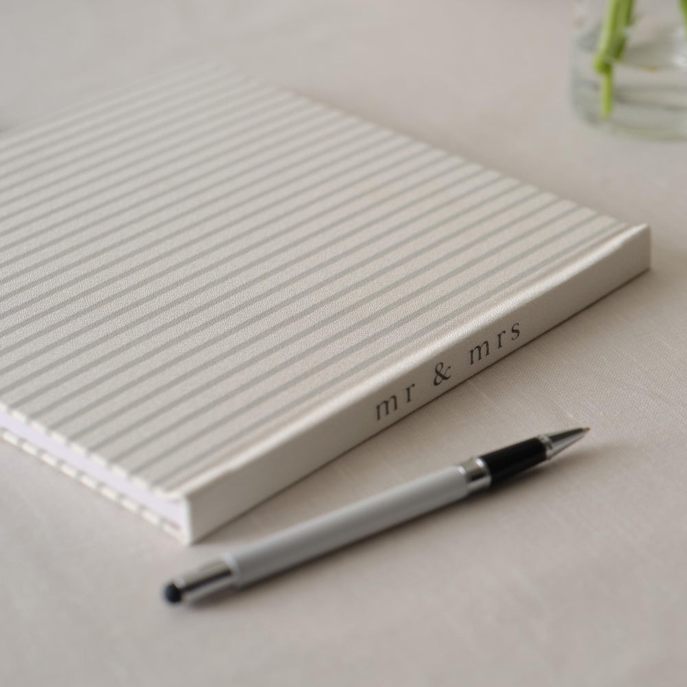 Midsummer Mr & Mrs Linen Look Wedding Guest Book