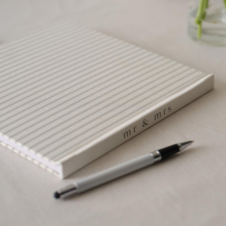 Midsummer Mr & Mrs Linen Look Wedding Guest Book