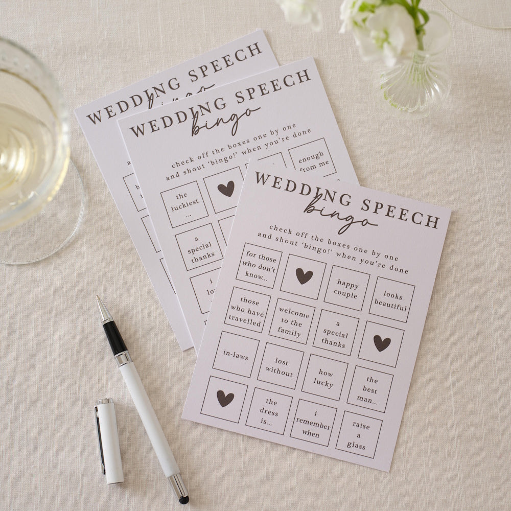 Midsummer Mr & Mrs Wedding Speech Bingo Game