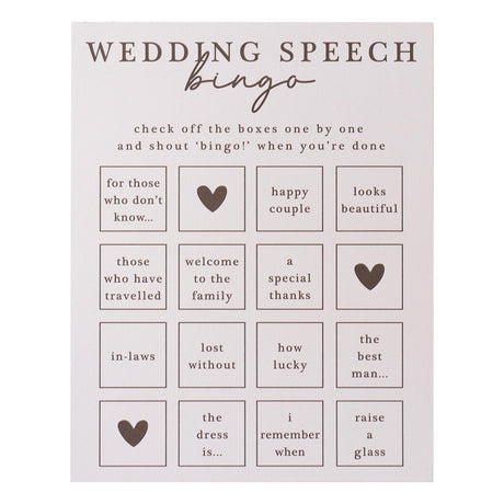 Midsummer Mr & Mrs Wedding Speech Bingo Game