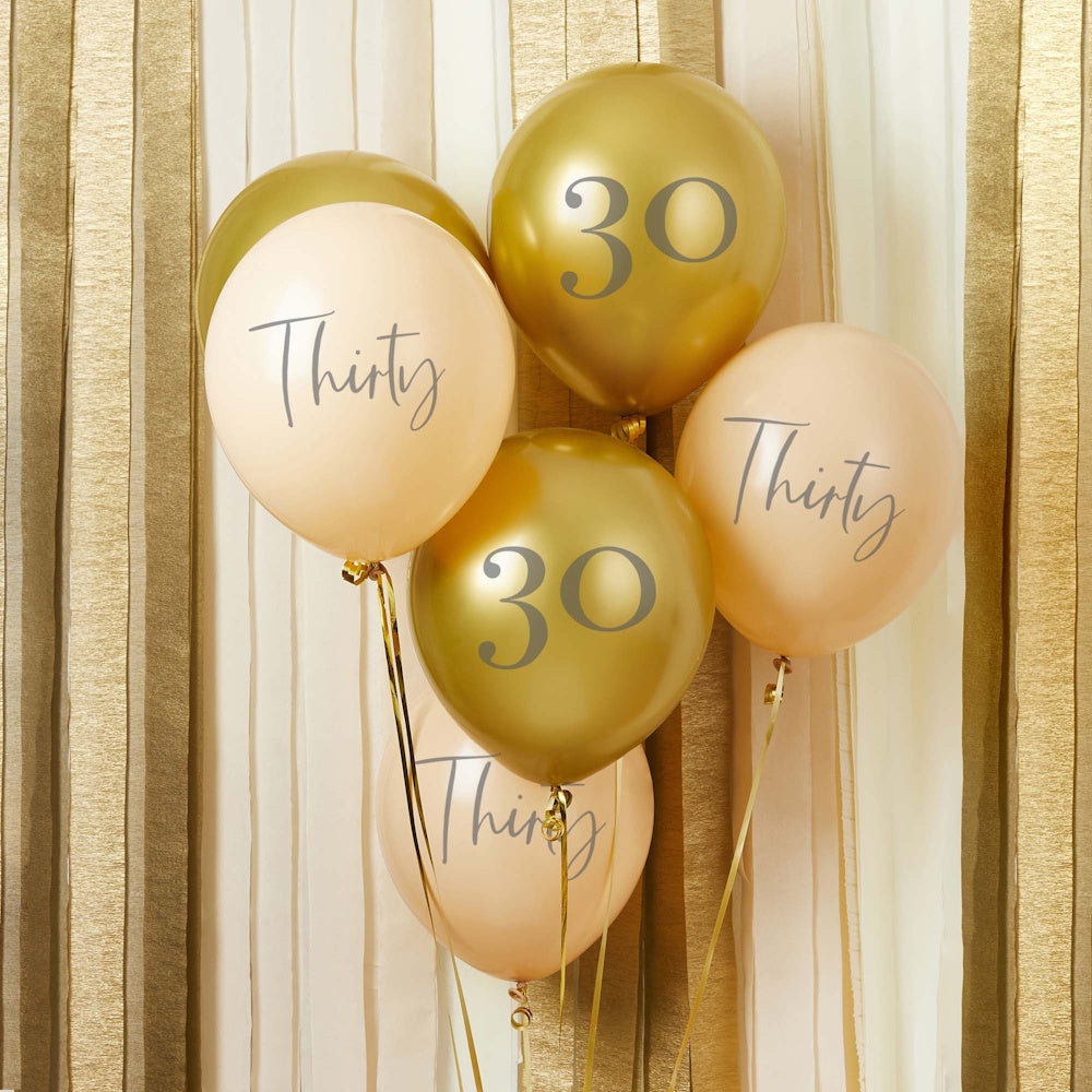 Gold & Nude 'Thirty' Balloon Bundle