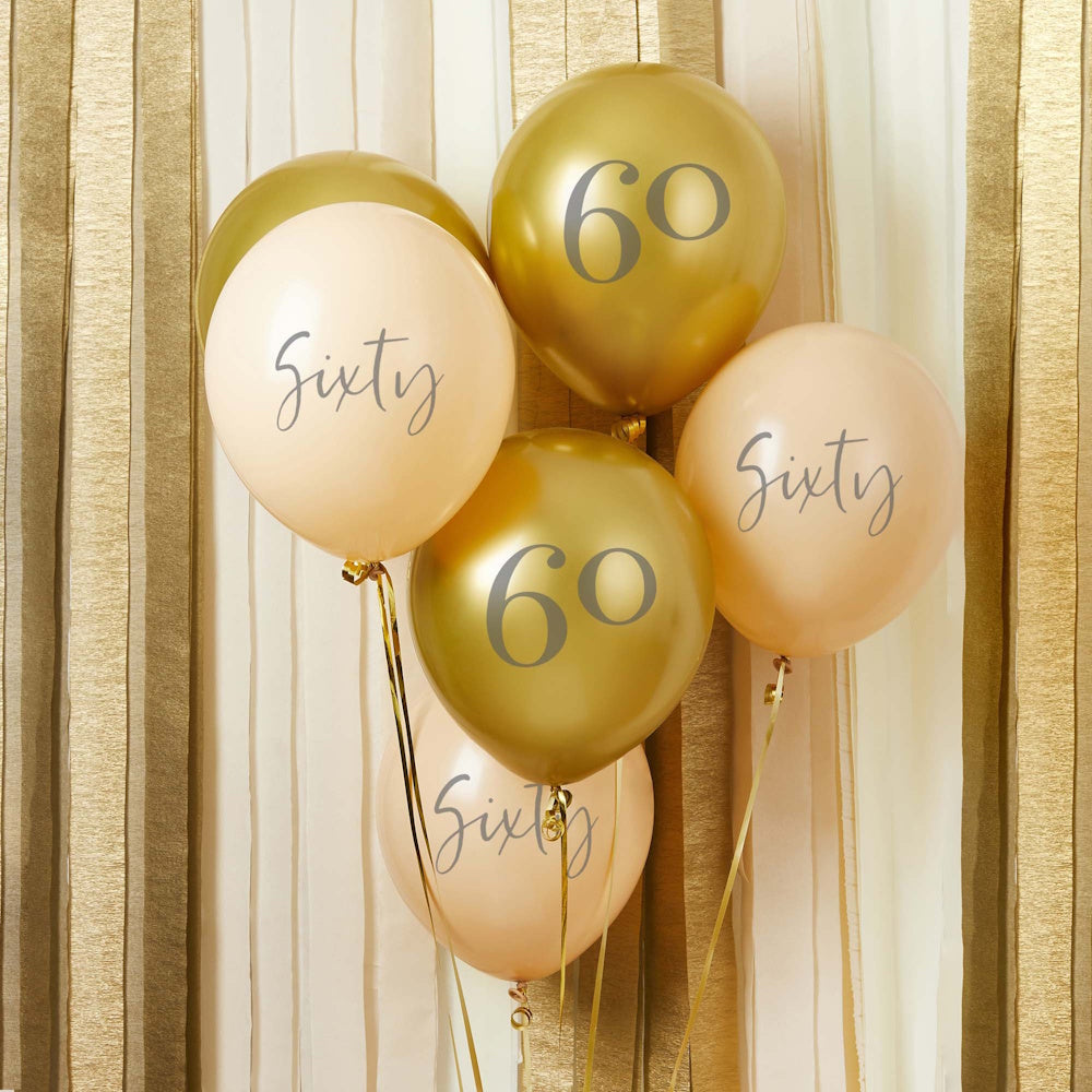 Gold & Nude 'Sixty' Balloon Bundle