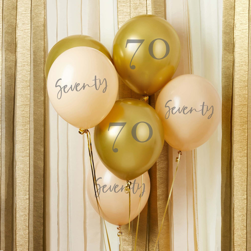 Gold & Nude 'Seventy' Balloon Bundle