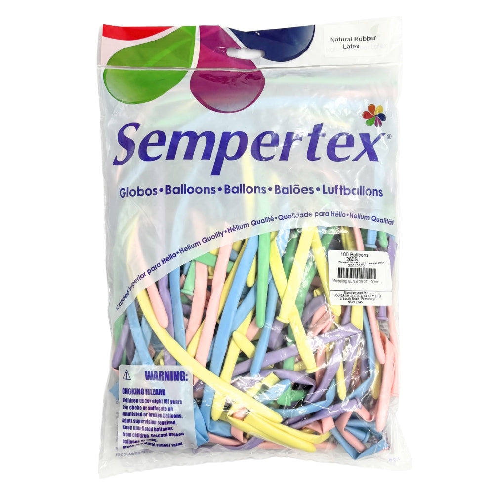 Modelling Balloons 100pk - Pastel Matte Assorted