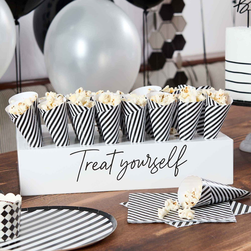 Monochrome Party Treat Cones & Stand