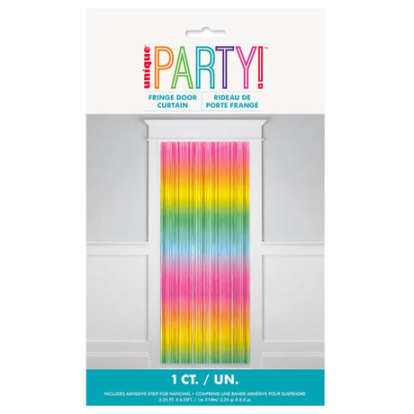 Neon Rainbow Foil Fringed Door Curtain