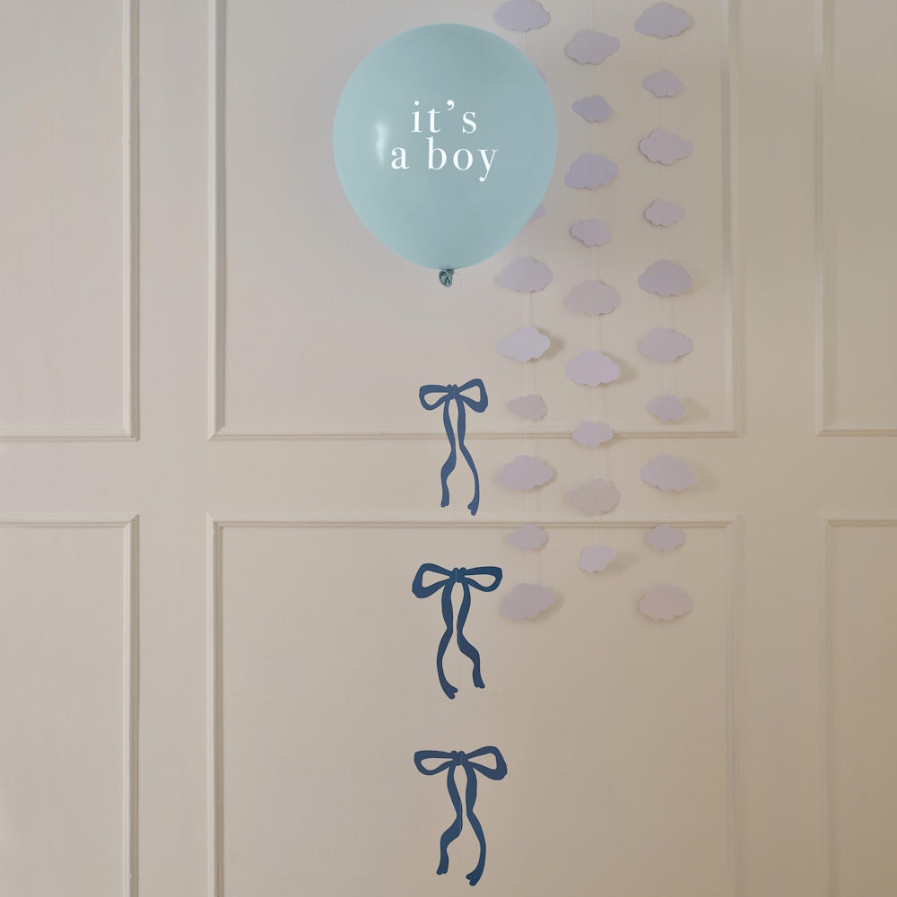 Oh Boy Baby Shower Balloon with Bow Tail