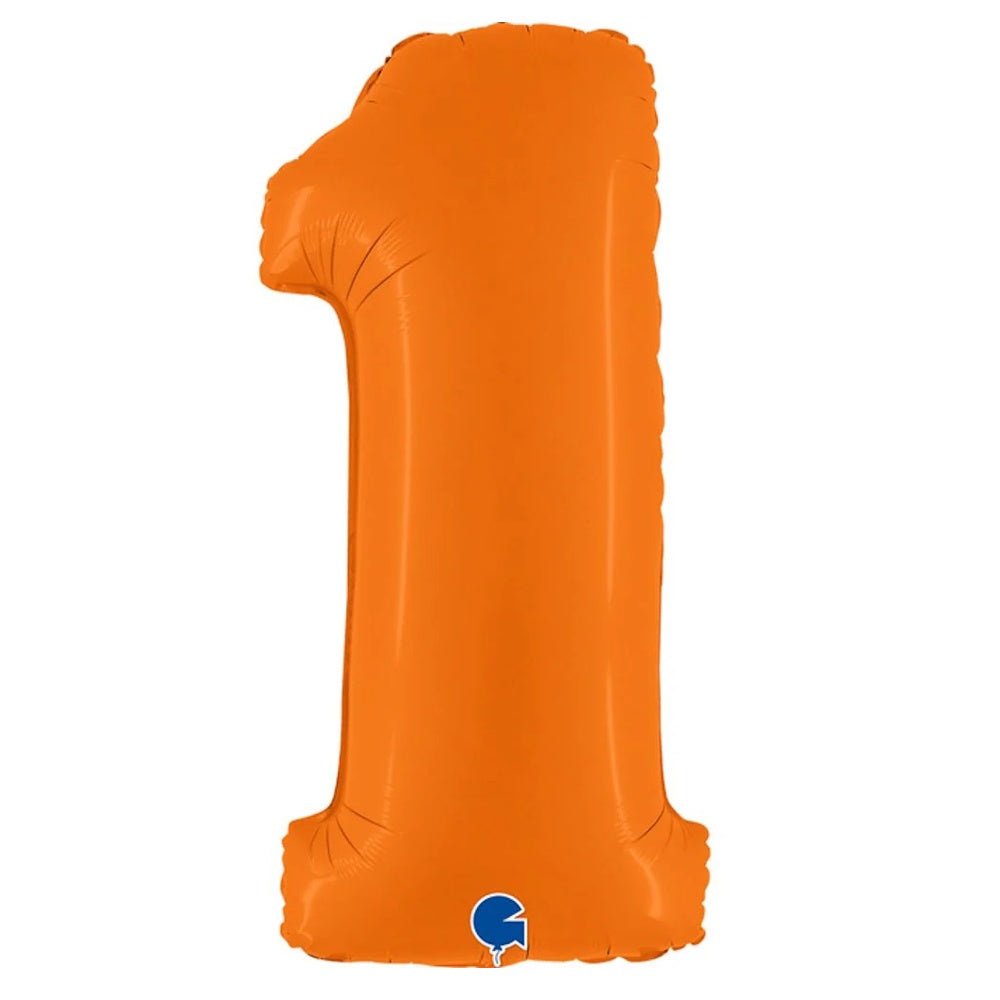 Giant Orange Number Foil Balloon - 1