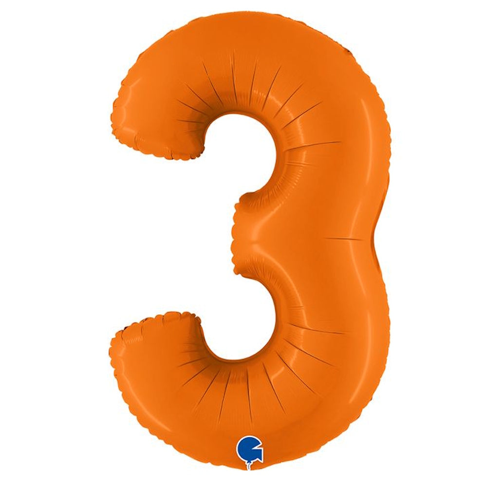 Giant Orange Number Foil Balloon - 3
