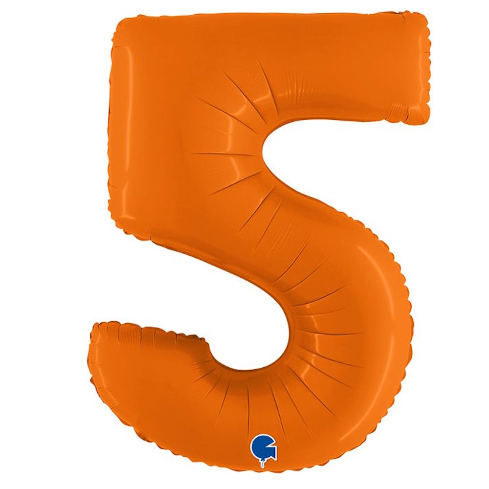 Giant Orange Number Foil Balloon - 5