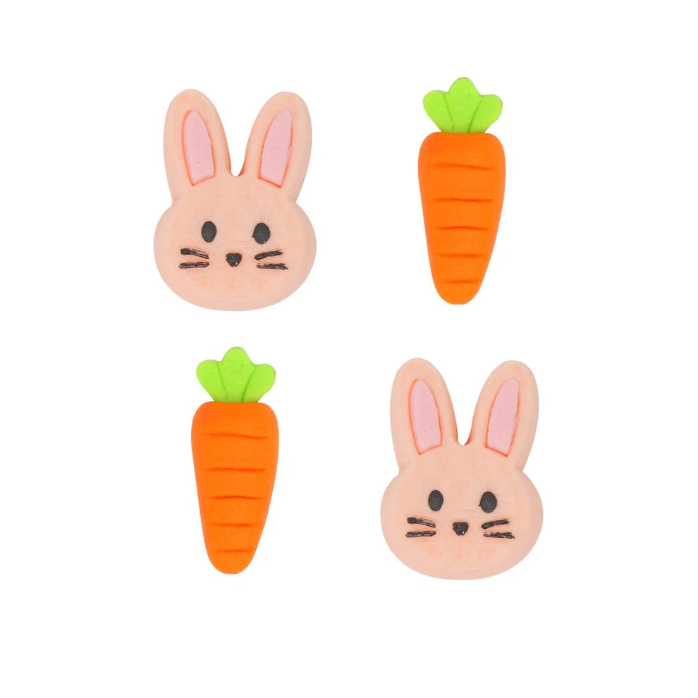 PME Edible Sugar Decorations - Bunnies & Carrots 12pk