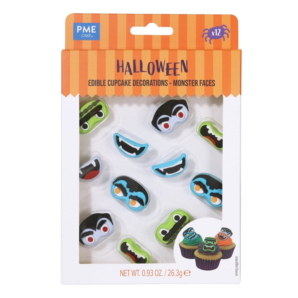 PME Edible Sugar Decorations - Monster Faces 12pk