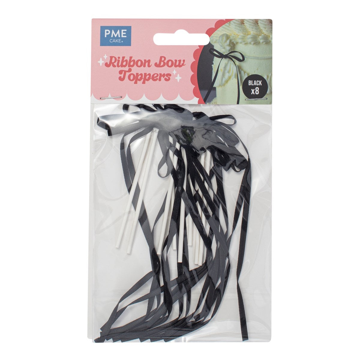 PME Ribbon Bow Cake Toppers 8pk - Black