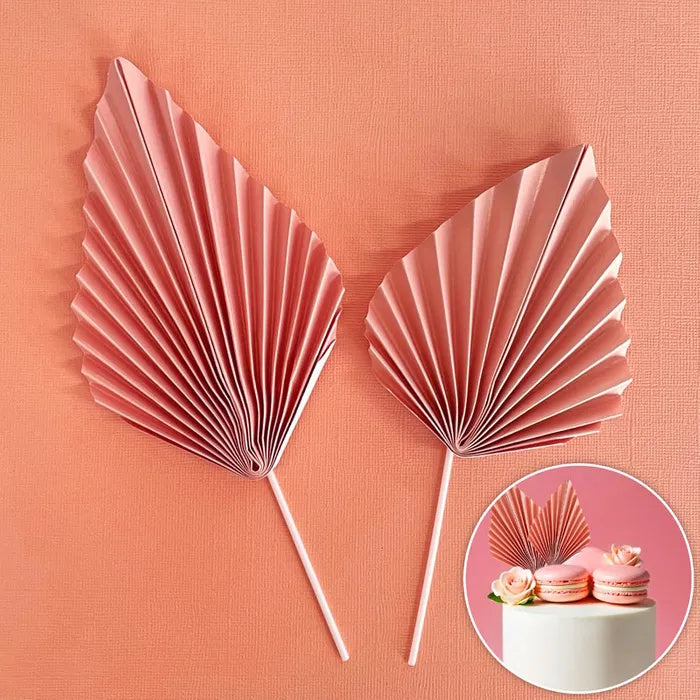 Deco Paper Fan Cake Toppers Set of 2 - Blush Pink