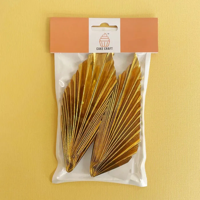 Deco Paper Fan Cake Toppers Set of 2 - Metallic Gold