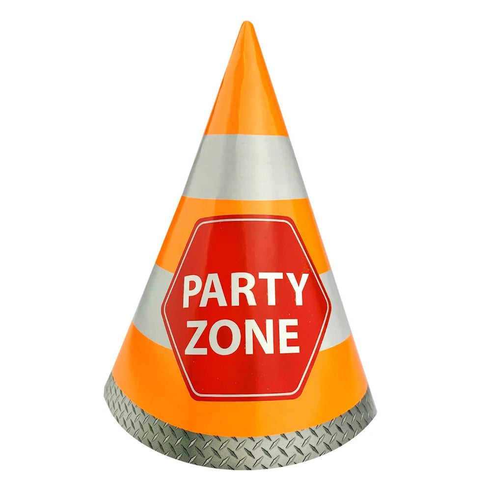 Road Cone Construction Party Hats 8pk