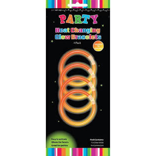 Party Glow Heat Changing Bracelets 4pk - Orange