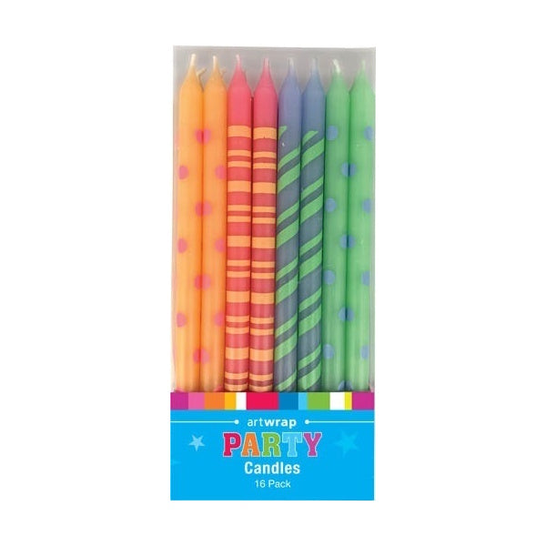 Tall Party Candles 16pk - Brights
