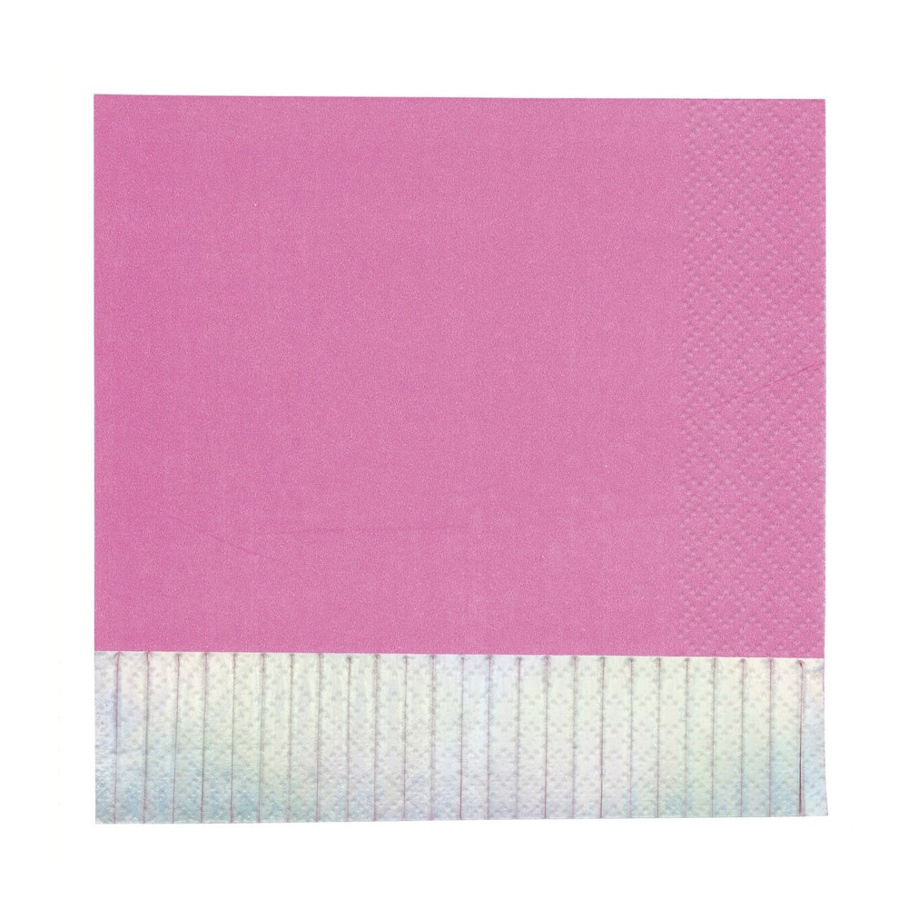Peony Pink Iridescent Fringed Lunch Napkins 16pk