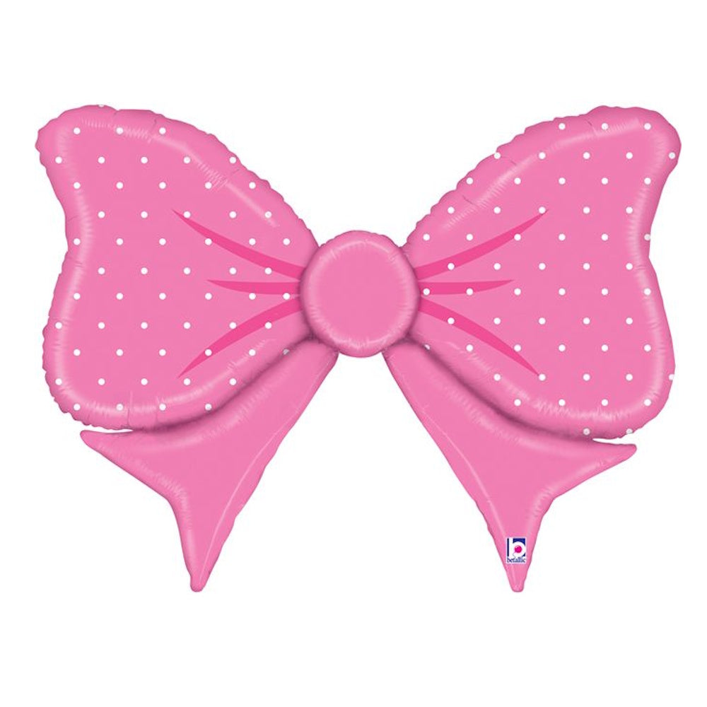 Pink Polka Dot Bow Shaped Foil Balloon