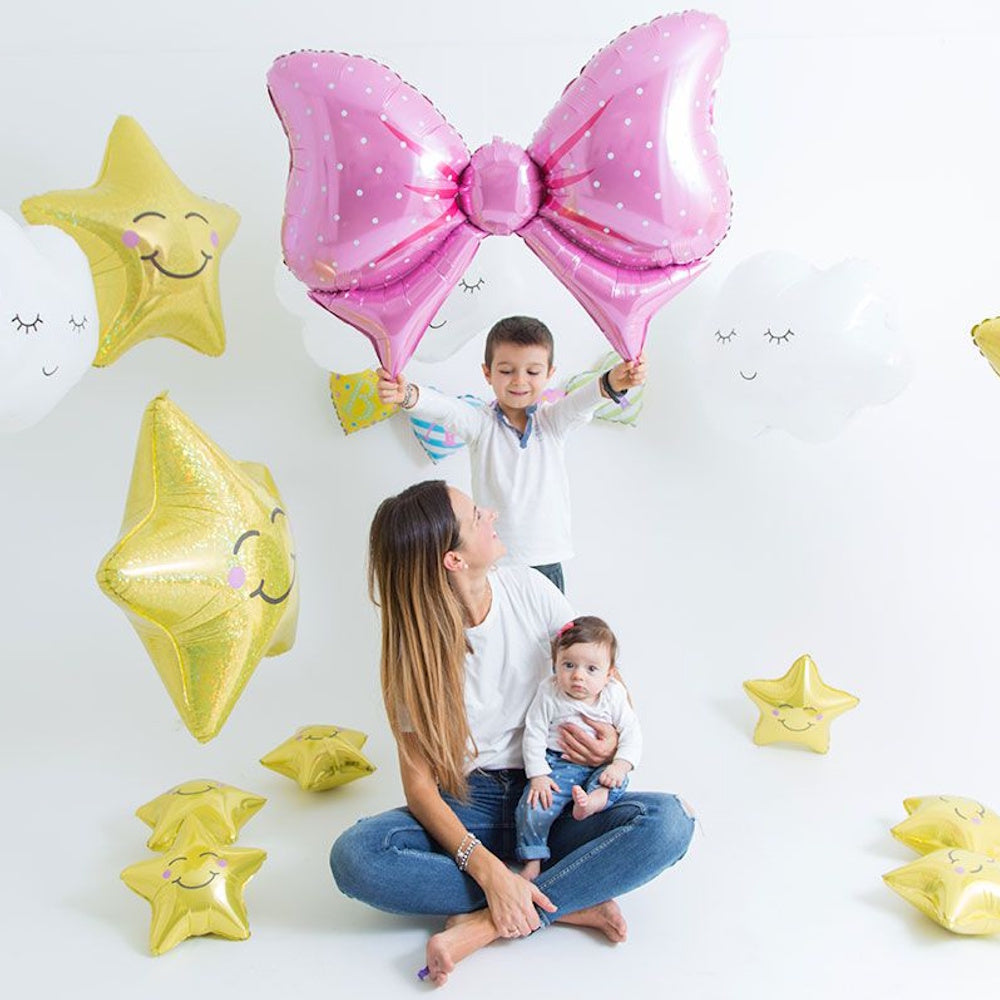 Pink Polka Dot Bow Shaped Foil Balloon