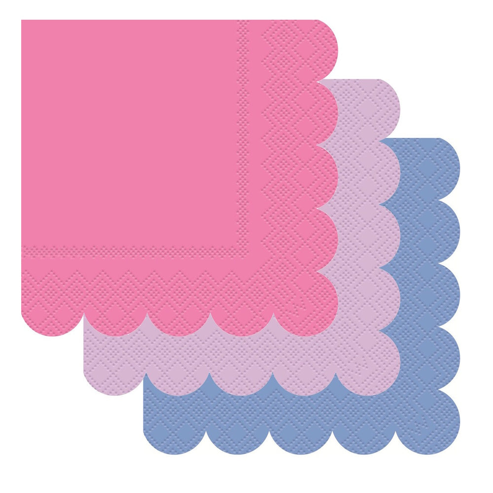 Pink & Purple Scalloped Edge Beverage Napkins 16pk
