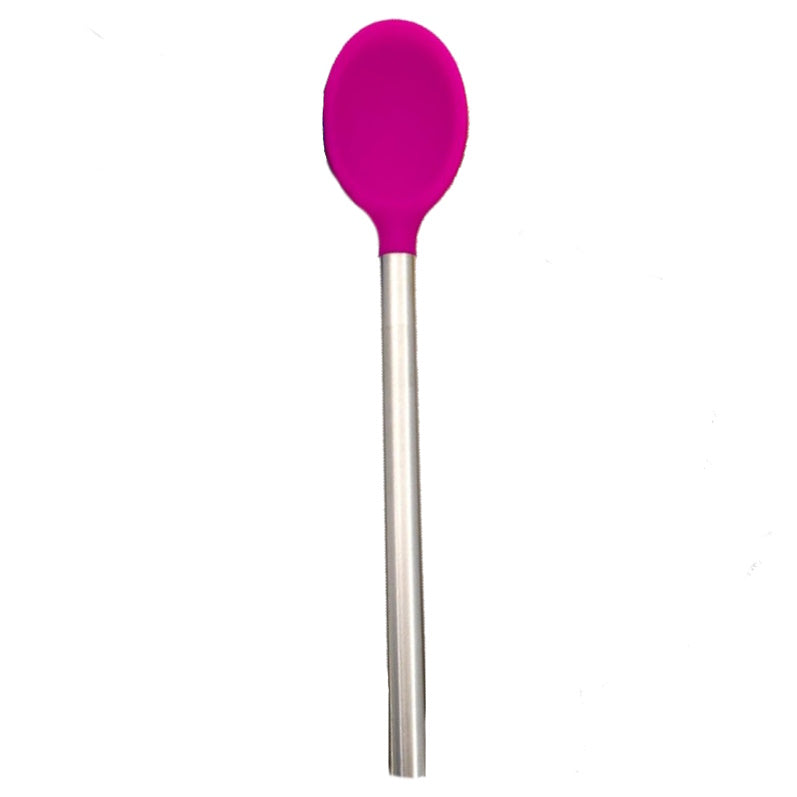 Pink Silicone Mixing Spoon with SS Handle