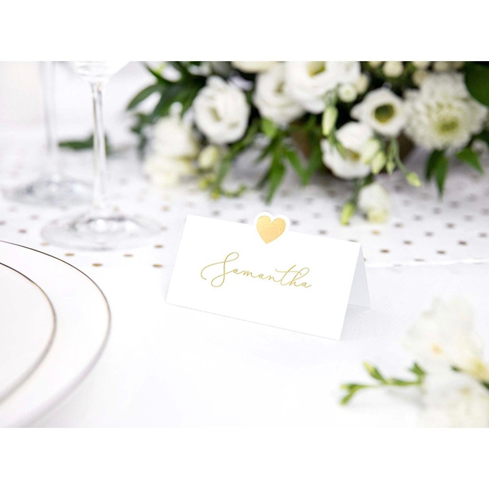 Party Deco Place Cards 10pk - Gold Heart